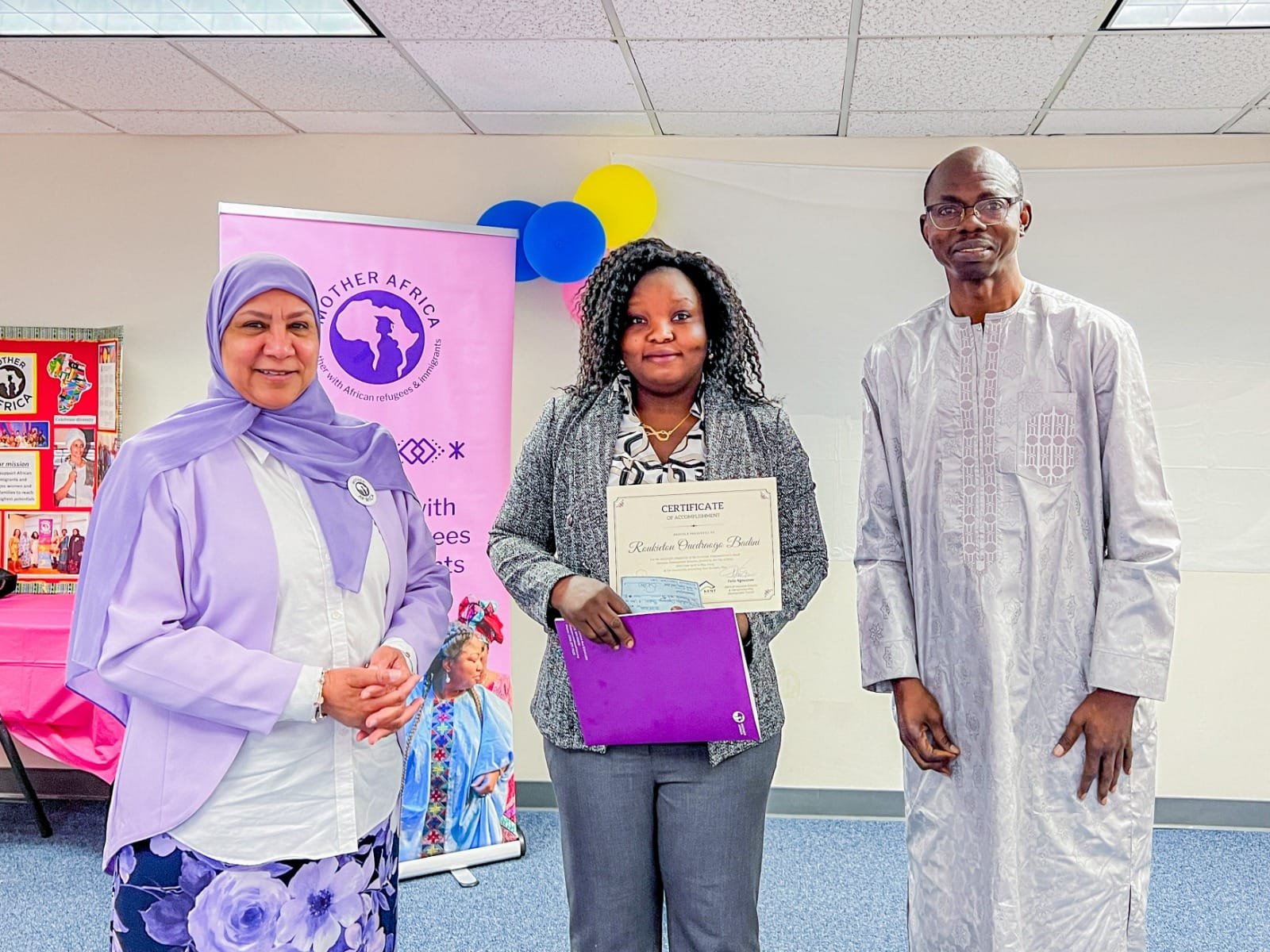Minority business owners receiving certificates
